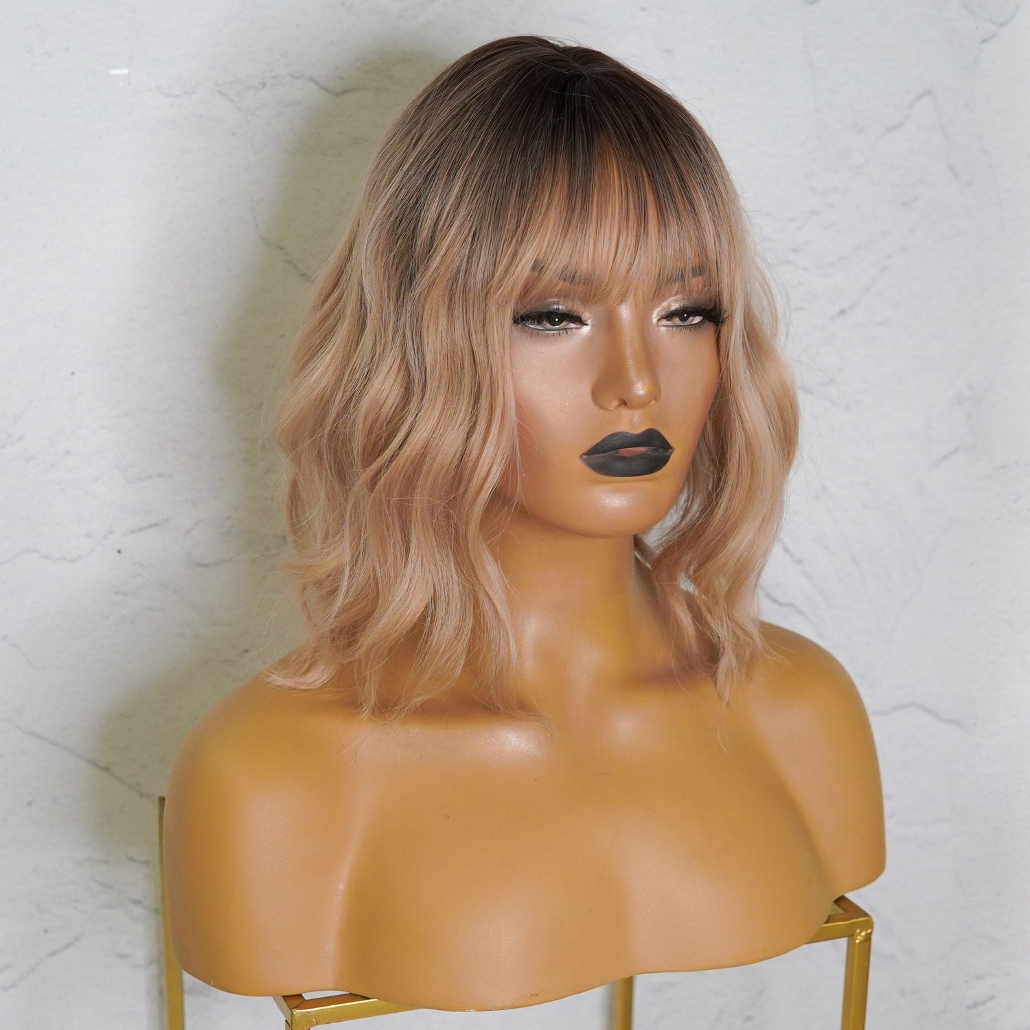 HAYLEY Caramel Ombre Bob Fringe Wig - Milk &amp; Honey Wigs