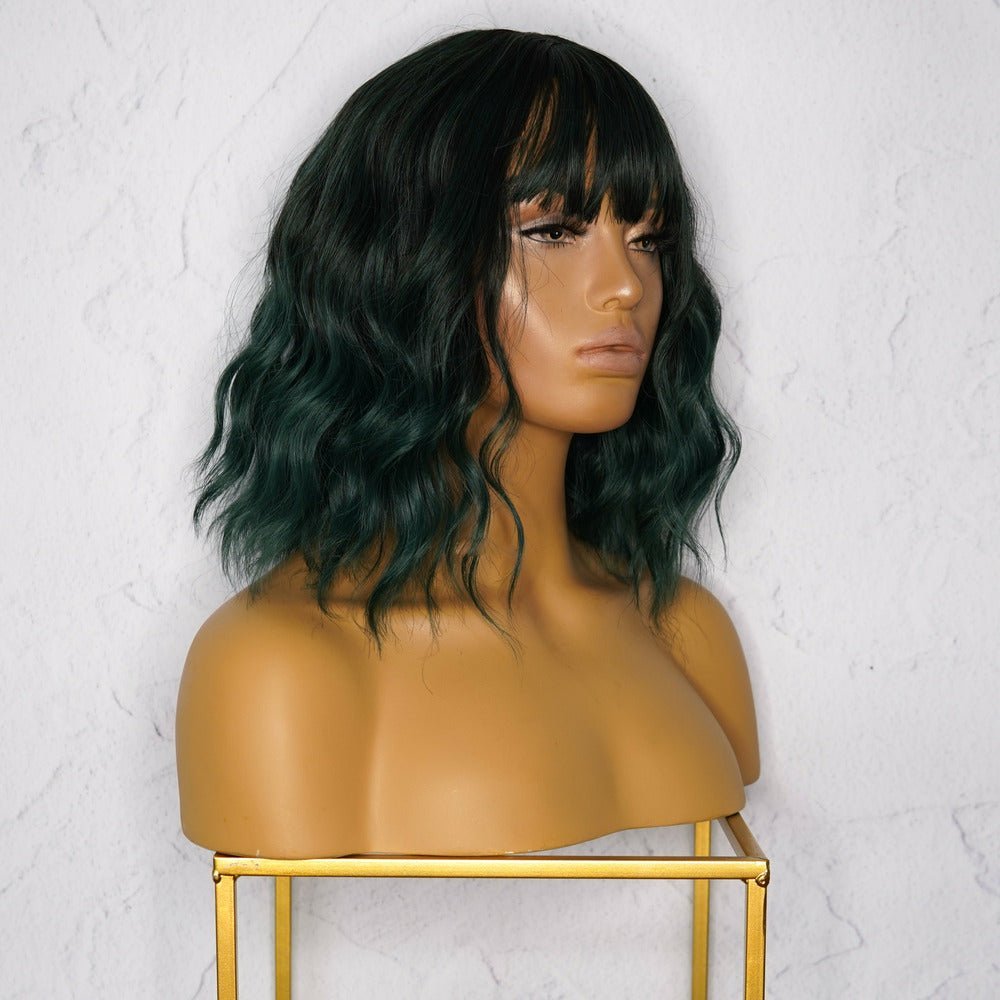 HAYLEY - Dark Green - Fringe Wig | Green, 12 Inch &amp; Shorter, Fringe, Synthetic Hair | Milk &amp; Honey Wigs