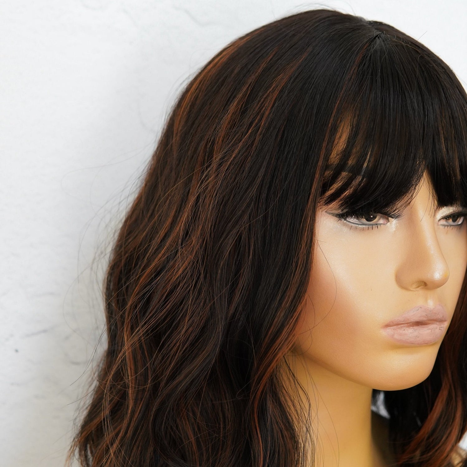 HAYLEY - Darkest Brown with Highlights - Fringe Wig | Brown, 12 Inch &amp; Shorter, Fringe, Synthetic Hair | Milk &amp; Honey Wigs