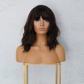 HAYLEY - Darkest Brown with Highlights - Fringe Wig | Brown, 12 Inch & Shorter, Fringe, Synthetic Hair | Milk & Honey Wigs