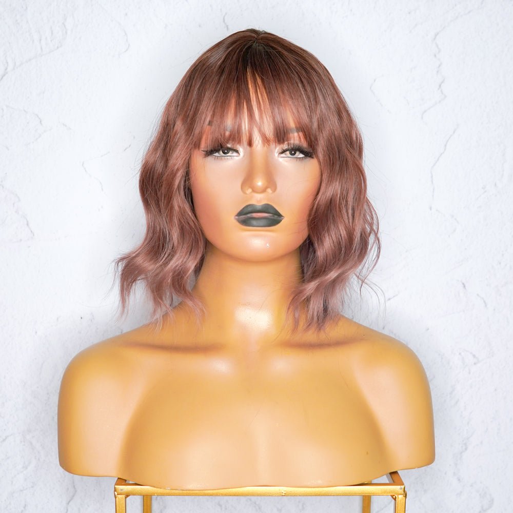 HAYLEY - Ombre Mauve Brown - Fringe Wig | Purple, 12 Inch &amp; Shorter, Fringe, Synthetic Hair | Milk &amp; Honey Wigs