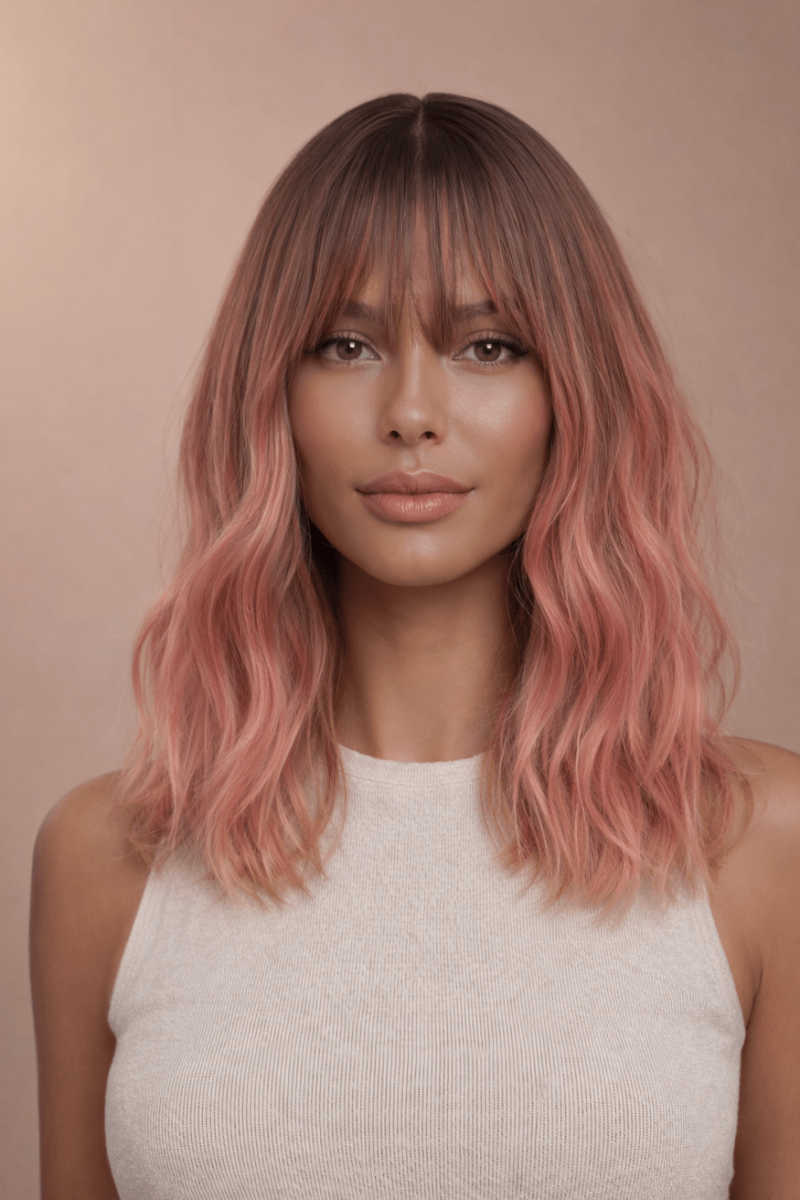 HAYLEY - Ombre Pink - Fringe Wig | Pink, 12 Inch &amp; Shorter, Fringe, Synthetic Hair | Milk &amp; Honey Wigs