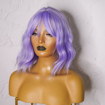 HAYLEY purple synthetic wavy bob fringe wig | Milk &amp; Honey Wigs