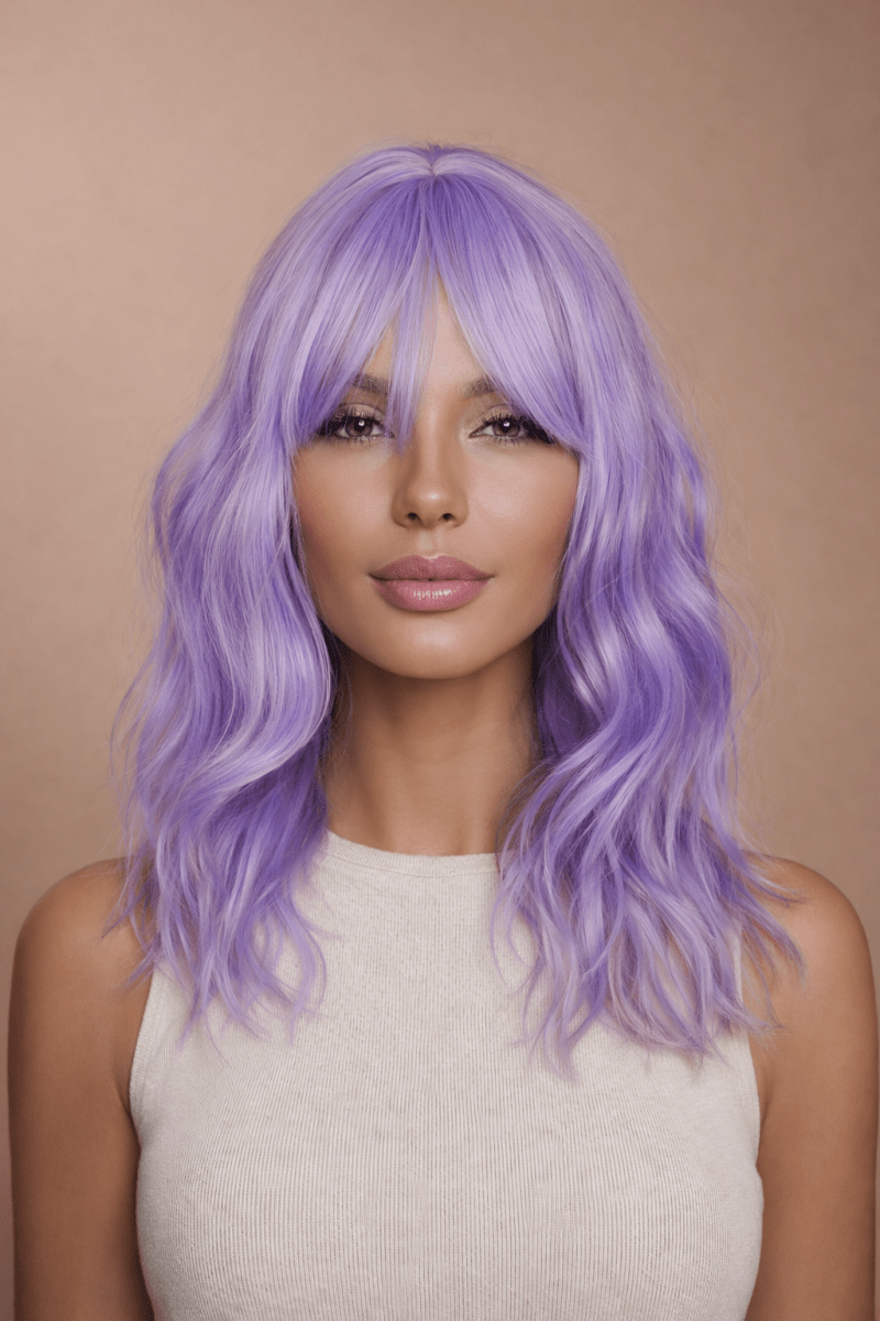 HAYLEY - Purple - Fringe Wig | Purple, 12 Inch &amp; Shorter, Fringe, Synthetic Hair | Milk &amp; Honey Wigs