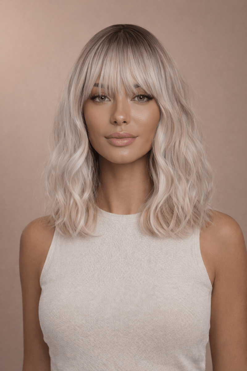 HAYLEY - White Ash Blonde - Fringe Wig | Blonde, 12 Inch &amp; Shorter, Fringe, Synthetic Hair | Milk &amp; Honey Wigs