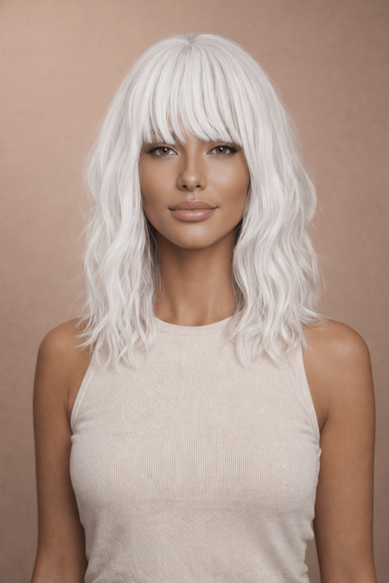 HAYLEY White Bob Fringe Wig | Milk &amp; Honey Wigs