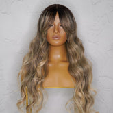 HENLEY - Ash Blonde - Lace Fringe Wig | Blonde, 24 Inch, Fringe, Synthetic Hair | Milk & Honey Wigs