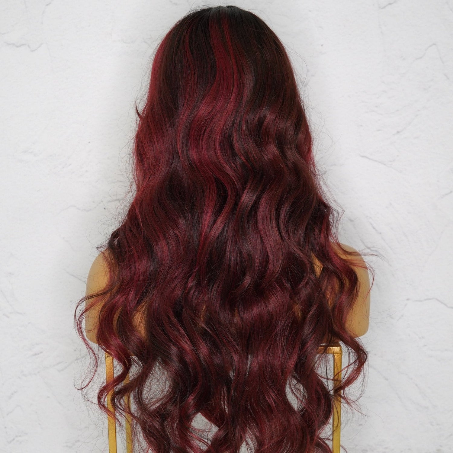 HENLEY - Burgundy - Lace Fringe Wig | Red, 24 Inch, Fringe, Synthetic Hair | Milk &amp; Honey Wigs