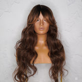 HENLEY - Chocolate Brown - Lace Fringe Wig | Brown, 24 Inch, Fringe, Synthetic Hair | Milk & Honey Wigs