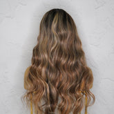 HENLEY - Ombre - Lace Fringe Wig | Brown, 24 Inch, Fringe, Synthetic Hair | Milk & Honey Wigs