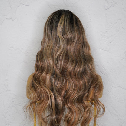 HENLEY - Ombre - Lace Fringe Wig | Brown, 24 Inch, Fringe, Synthetic Hair | Milk &amp; Honey Wigs