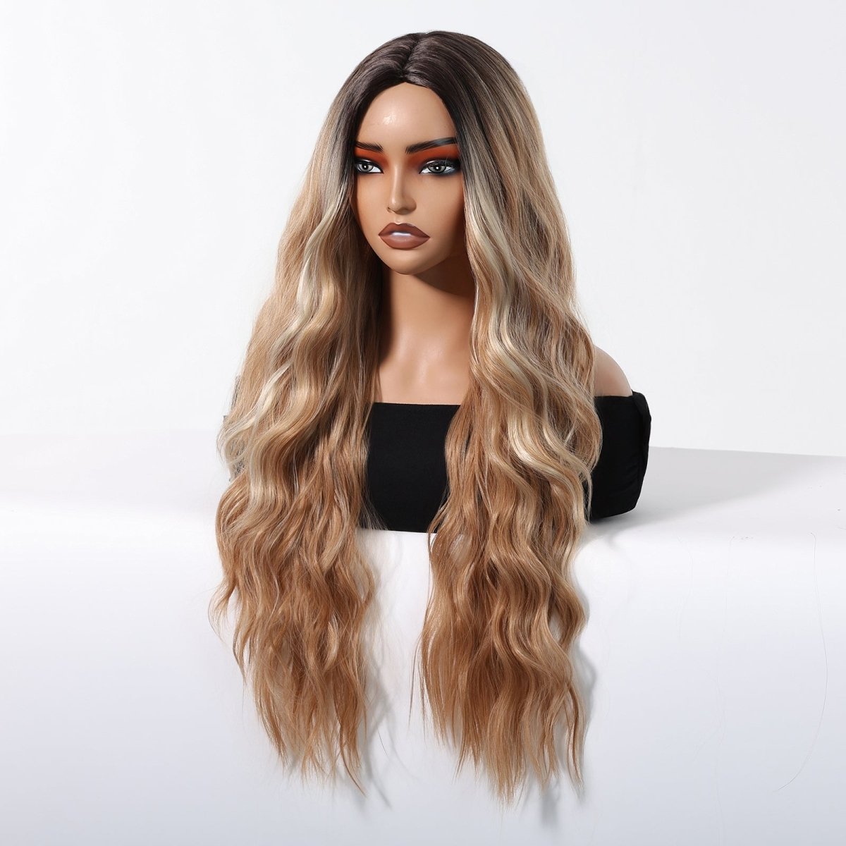 Honey Blonde with Dark Roots Wig - MARKETPLACE | Blonde, Fringe, Synthetic Hair | Milk &amp; Honey Wigs