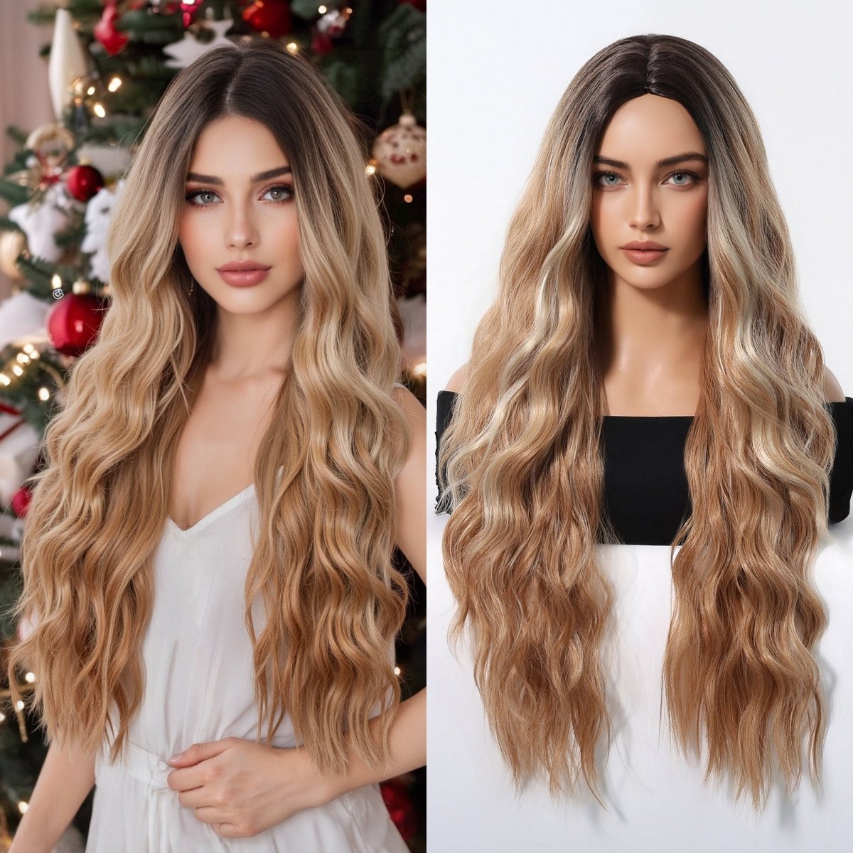 Honey Blonde with Dark Roots Wig - MARKETPLACE | Blonde, Fringe, Synthetic Hair | Milk &amp; Honey Wigs