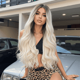 Ice Blonde with Dark Roots Wig - MARKETPLACE | Blonde, Fringe, Synthetic Hair | Milk & Honey Wigs