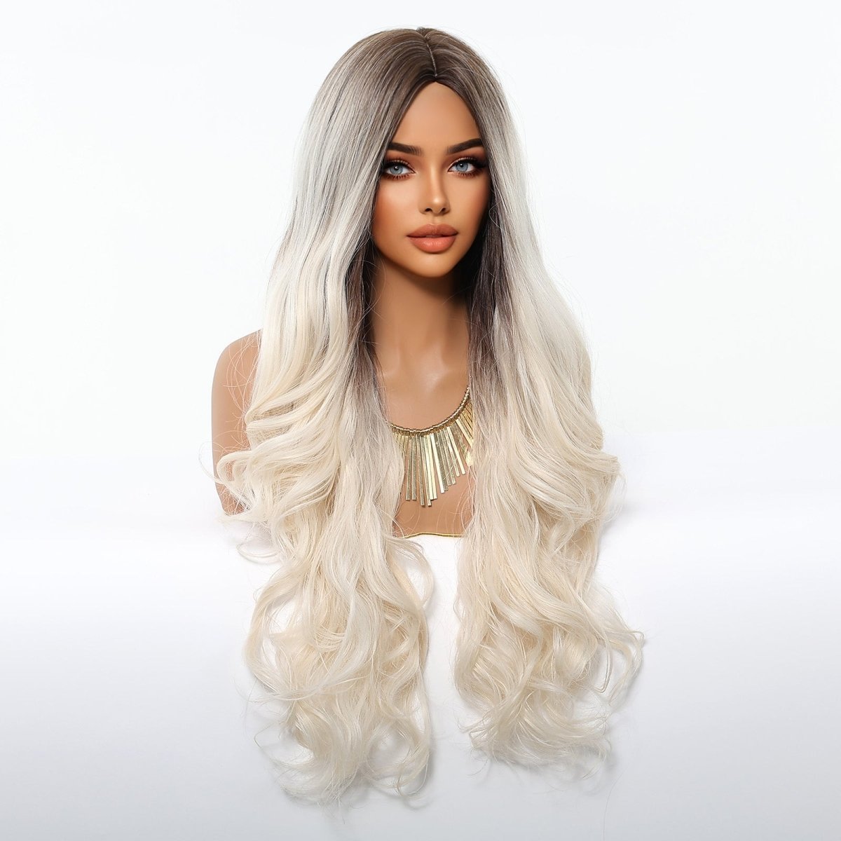 Ice Blonde with Dark Roots Wig - MARKETPLACE | Blonde, Fringe, Synthetic Hair | Milk &amp; Honey Wigs