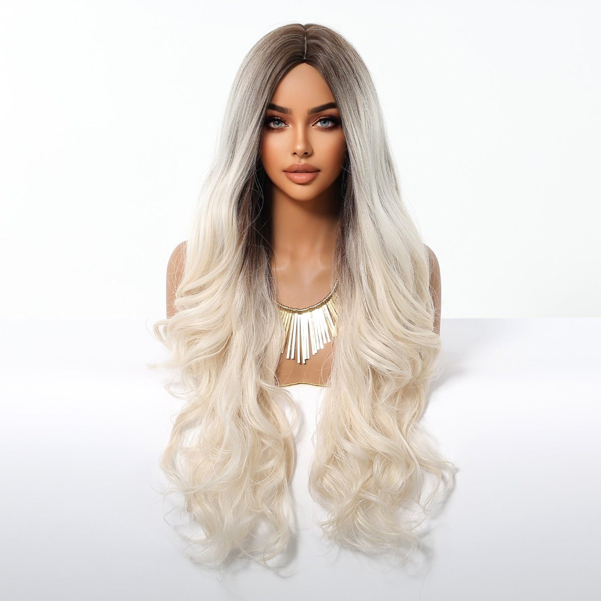 Ice Blonde with Dark Roots Wig - MARKETPLACE | Blonde, Fringe, Synthetic Hair | Milk &amp; Honey Wigs