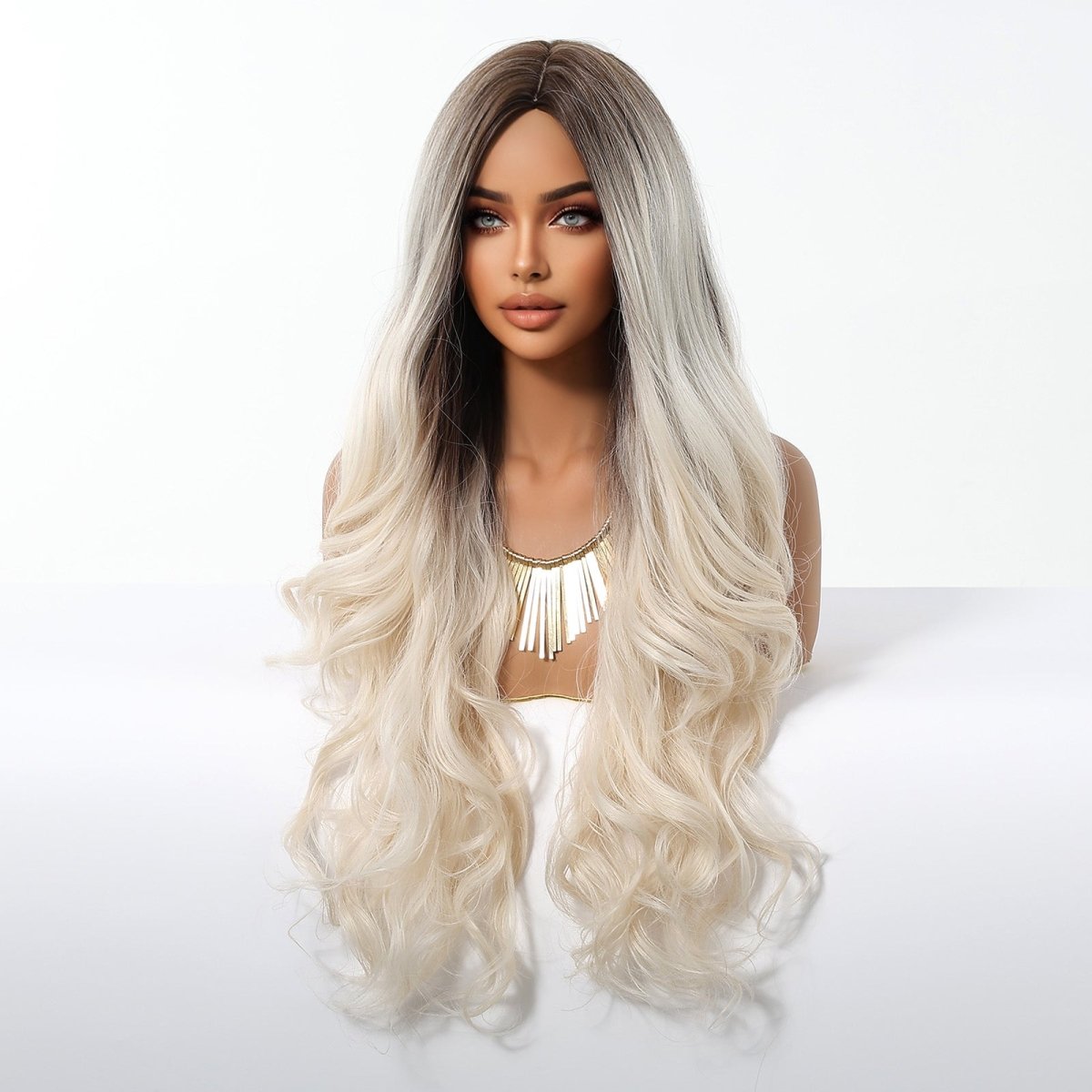 Ice Blonde with Dark Roots Wig - MARKETPLACE | Blonde, Fringe, Synthetic Hair | Milk &amp; Honey Wigs