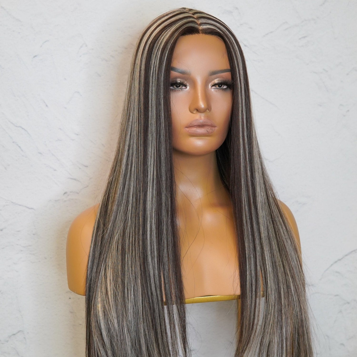 IMOGEN - Ash Lace - Front Wig | Brown, 24 Inch, T-Part Lace Front, Synthetic Hair | Milk &amp; Honey Wigs
