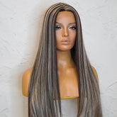 IMOGEN - Ash Lace - Front Wig | Brown, 24 Inch, T-Part Lace Front, Synthetic Hair | Milk & Honey Wigs