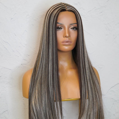 IMOGEN - Ash Lace - Front Wig | Brown, 24 Inch, T-Part Lace Front, Synthetic Hair | Milk &amp; Honey Wigs