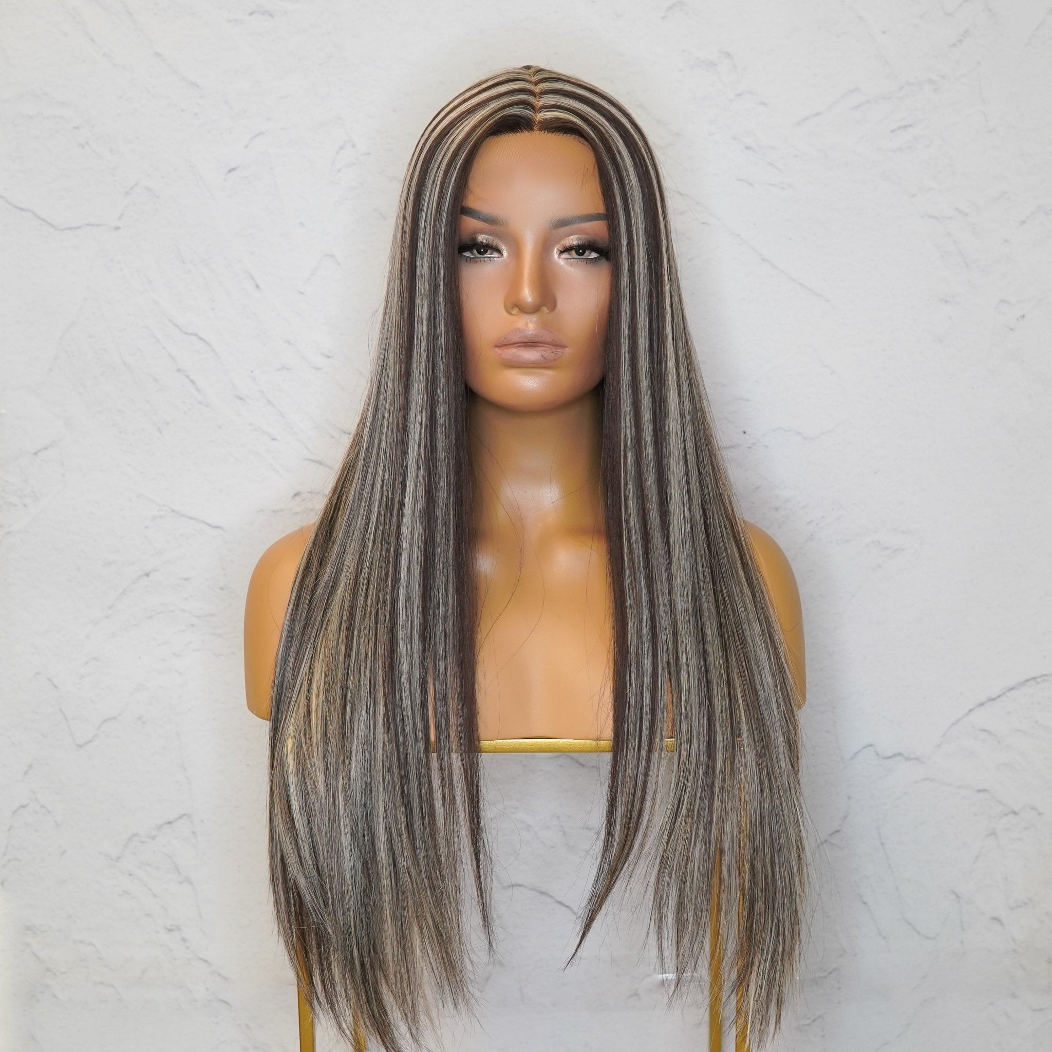 IMOGEN - Ash Lace - Front Wig | Brown, 24 Inch, T-Part Lace Front, Synthetic Hair | Milk &amp; Honey Wigs