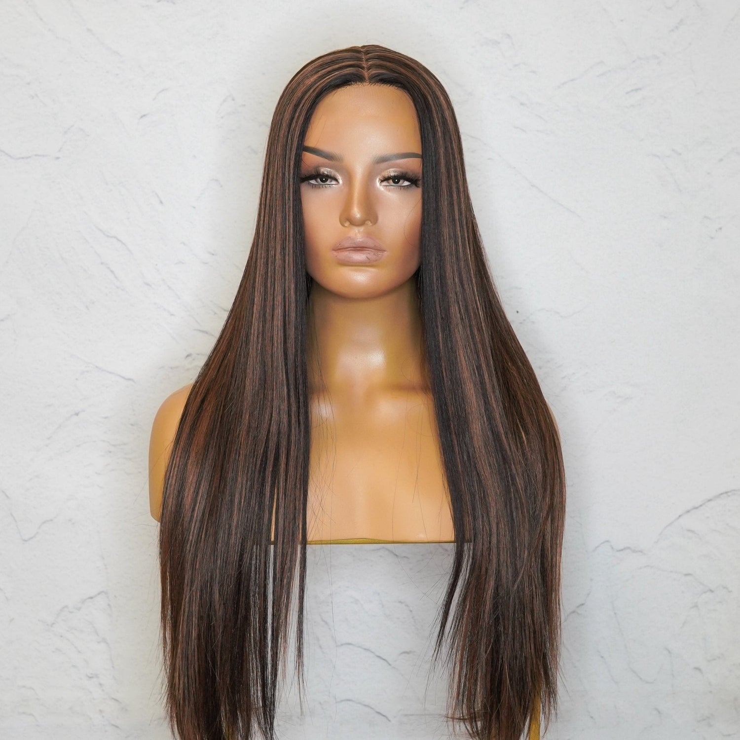 IMOGEN - Chocolate - Lace Front Wig | Brown, 24 Inch, T-Part Lace Front, Synthetic Hair | Milk &amp; Honey Wigs