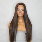 IMOGEN - Chocolate - Lace Front Wig | Brown, 24 Inch, T-Part Lace Front, Synthetic Hair | Milk & Honey Wigs