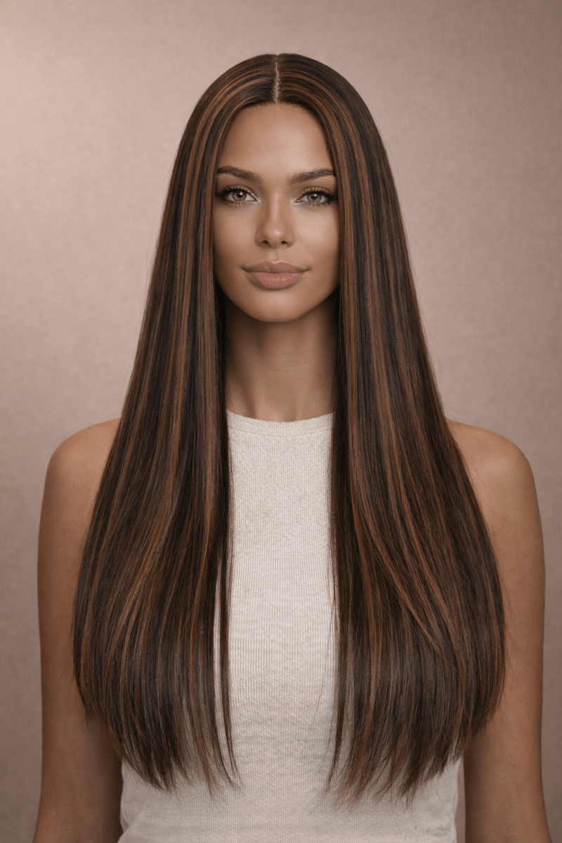 IMOGEN - Chocolate - Lace Front Wig | Brown, 24 Inch, T-Part Lace Front, Synthetic Hair | Milk &amp; Honey Wigs