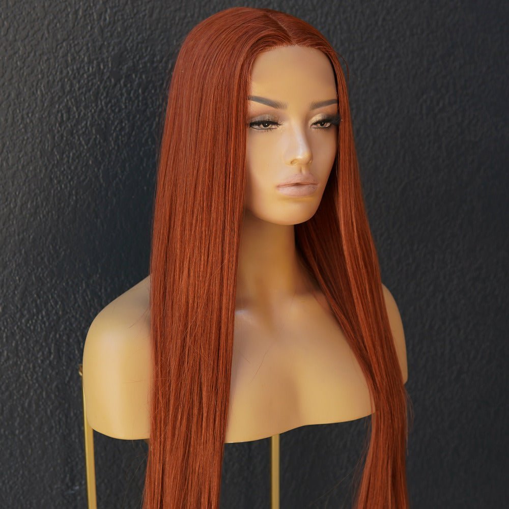 ISABELLE - Auburn - Lace Front Wig | Ginger, 28 Inch+, T-Part Lace Front, Synthetic Hair | Milk &amp; Honey Wigs
