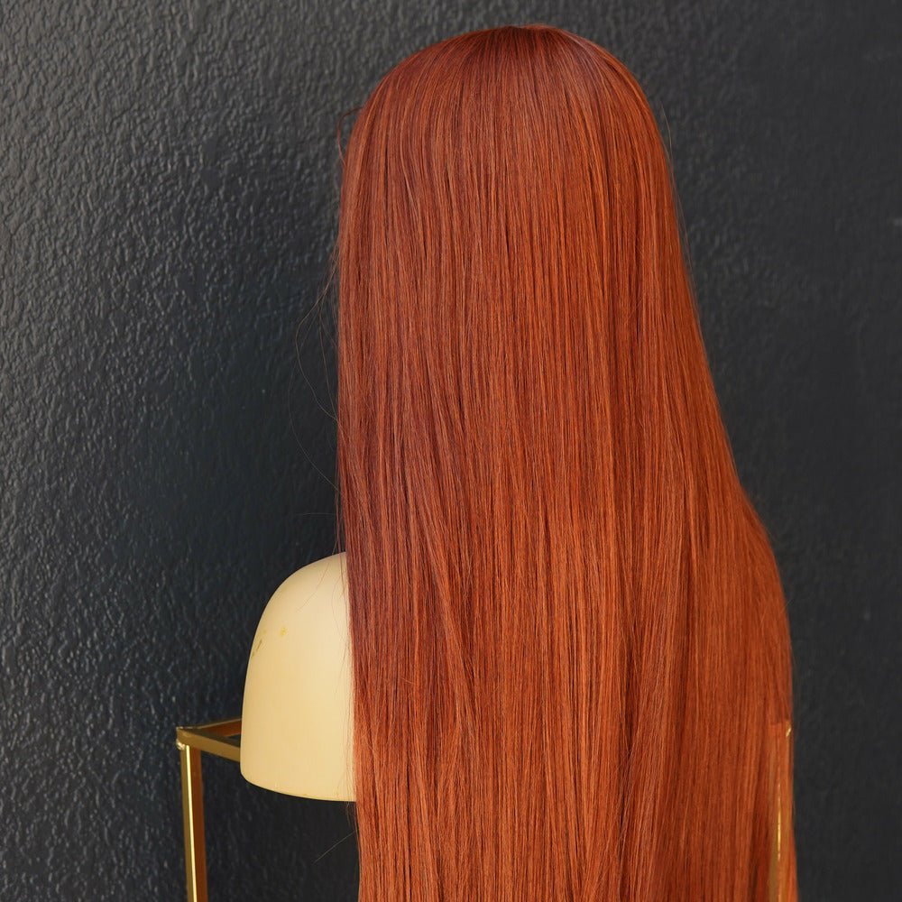 ISABELLE - Auburn - Lace Front Wig | Ginger, 28 Inch+, T-Part Lace Front, Synthetic Hair | Milk &amp; Honey Wigs