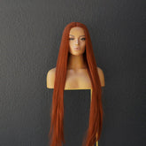 ISABELLE - Auburn - Lace Front Wig | Ginger, 28 Inch+, T-Part Lace Front, Synthetic Hair | Milk & Honey Wigs