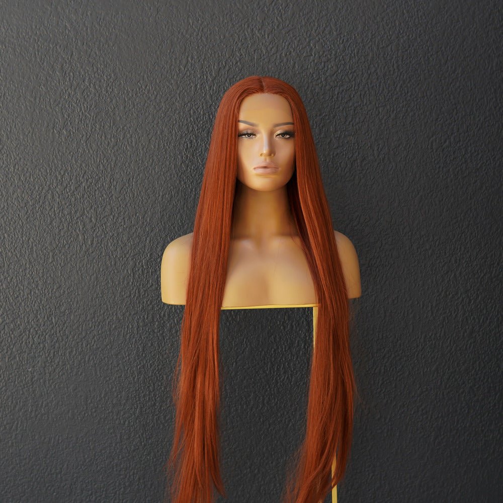 ISABELLE - Auburn - Lace Front Wig | Ginger, 28 Inch+, T-Part Lace Front, Synthetic Hair | Milk &amp; Honey Wigs