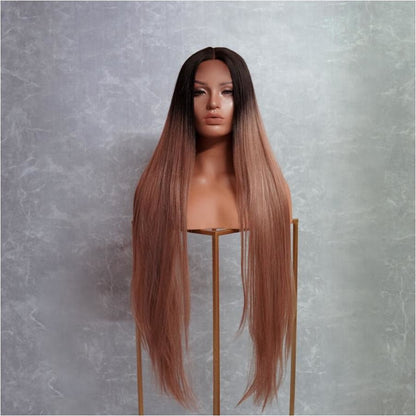 ISABELLE brown synthetic straight lace front wig | Milk &amp; Honey Wigs