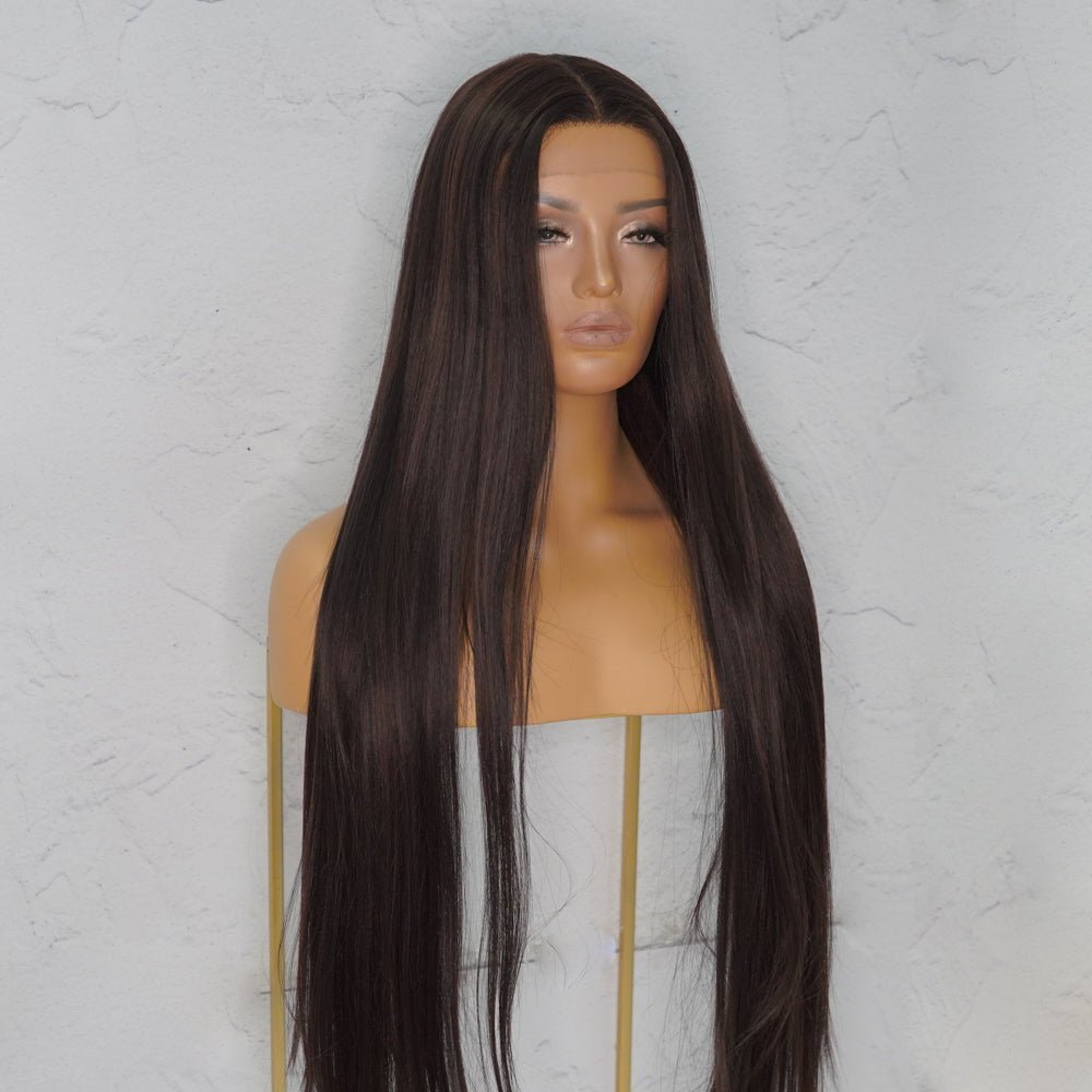 ISABELLE - Dark Brown - Lace Front Wig | Brown, 28 Inch+, T-Part Lace Front, Synthetic Hair | Milk &amp; Honey Wigs