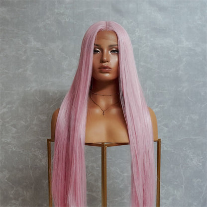ISABELLE pink synthetic straight lace front wig | Milk &amp; Honey Wigs
