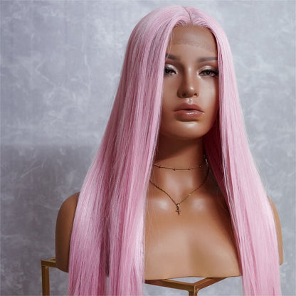 ISABELLE pink synthetic straight lace front wig | Milk &amp; Honey Wigs