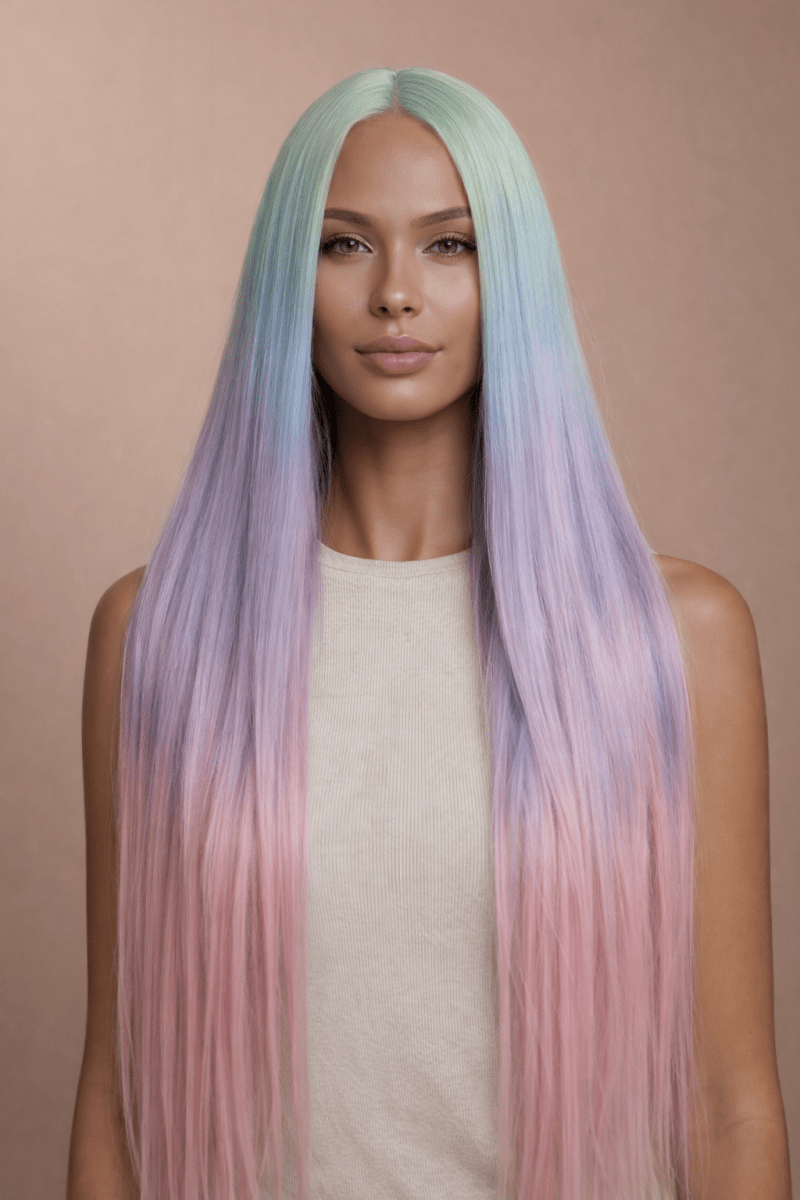 ISABELLE - Rainbow - Lace Front Wig | Rainbow, 28 Inch+, T-Part Lace Front, Synthetic Hair | Milk &amp; Honey Wigs