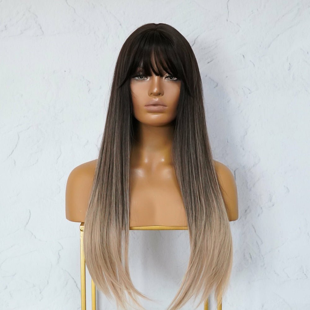 ISHA - Brown Ombre - Fringe Wig | Brown, 24 Inch, Fringe, Synthetic Hair | Milk &amp; Honey Wigs