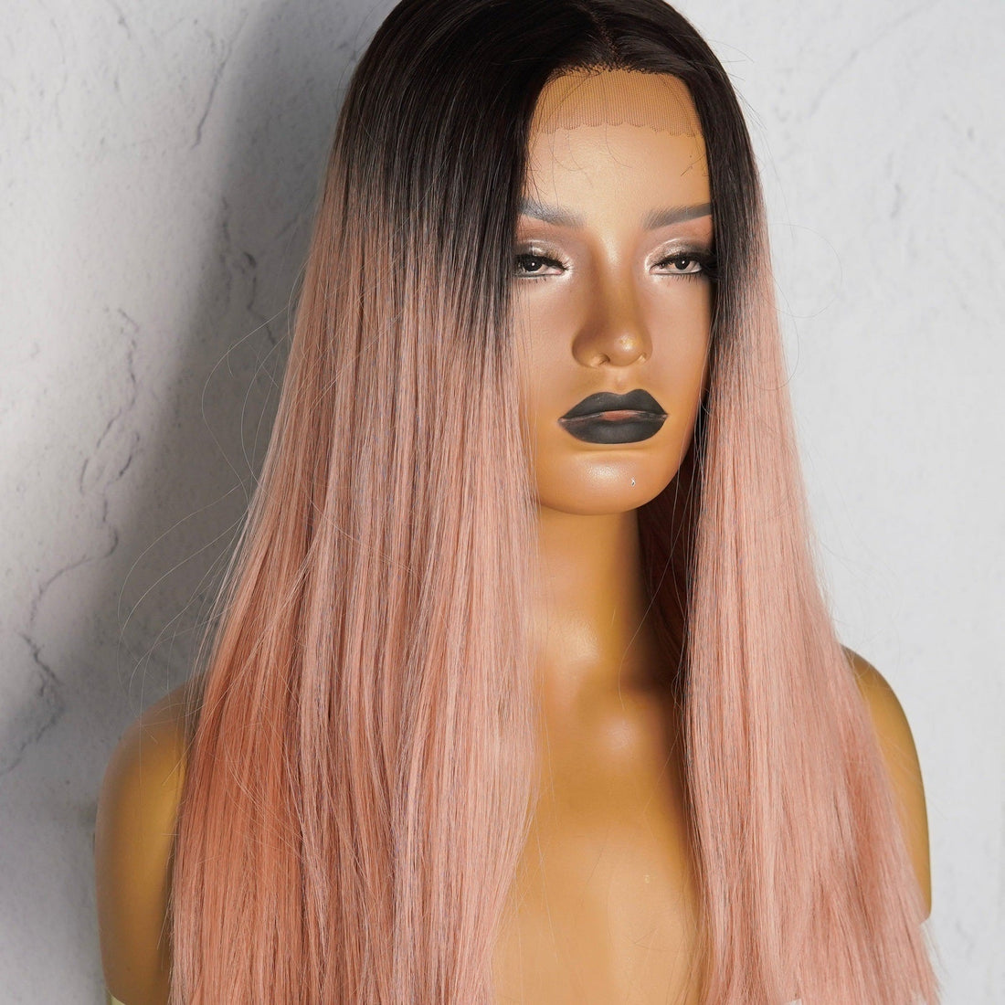 JANELLE Ombre Pink synthetic straight lace front wig | Milk &amp; Honey Wigs