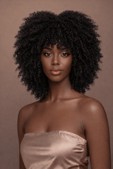 JAYDA - Black - Afro Curl Wig | Black, 14 Inch, Fringe, Synthetic Hair | Milk & Honey Wigs