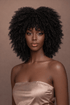 JAYDA - Black - Afro Curl Wig | Black, 14 Inch, Fringe, Synthetic Hair | Milk & Honey Wigs
