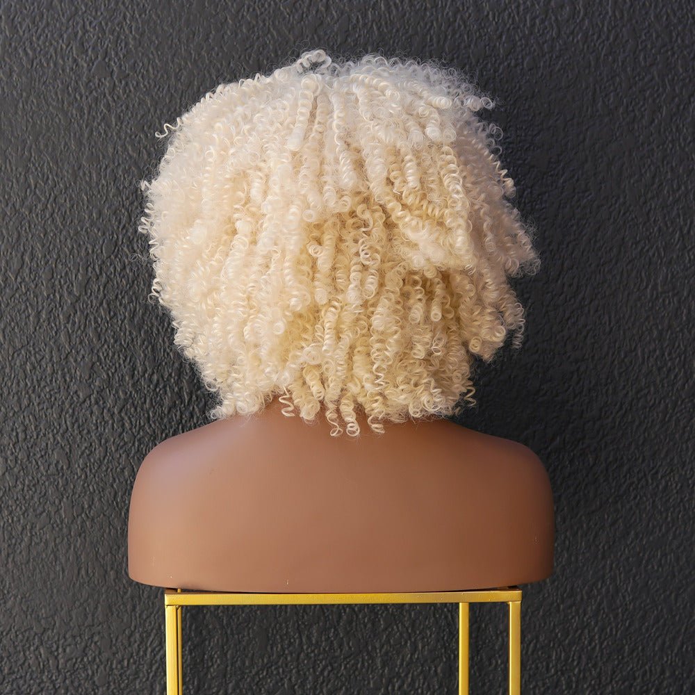 JAYDA - Blonde - Afro Curl Wig | Blonde, 14 Inch, Fringe, Synthetic Hair | Milk &amp; Honey Wigs