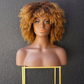 JAYDA - Caramel - Afro Curl Wig | Brown, 14 Inch, Fringe, Synthetic Hair | Milk & Honey Wigs