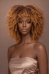JAYDA - Caramel - Afro Curl Wig | Brown, 14 Inch, Fringe, Synthetic Hair | Milk & Honey Wigs