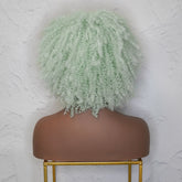JAYDA - Mint Blue - Afro Curl Wig | Green, 14 Inch, Fringe, Synthetic Hair | Milk & Honey Wigs