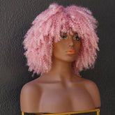 JAYDA - Pink - Afro Curl Wig | Pink, 14 Inch, Fringe, Synthetic Hair | Milk & Honey Wigs