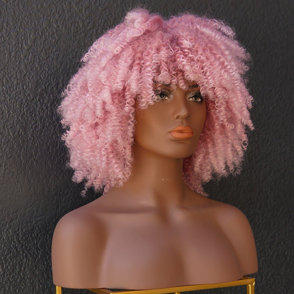 JAYDA - Pink - Afro Curl Wig | Pink, 14 Inch, Fringe, Synthetic Hair | Milk &amp; Honey Wigs
