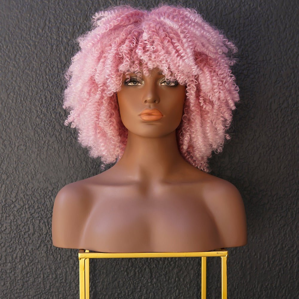 JAYDA - Pink - Afro Curl Wig | Pink, 14 Inch, Fringe, Synthetic Hair | Milk &amp; Honey Wigs