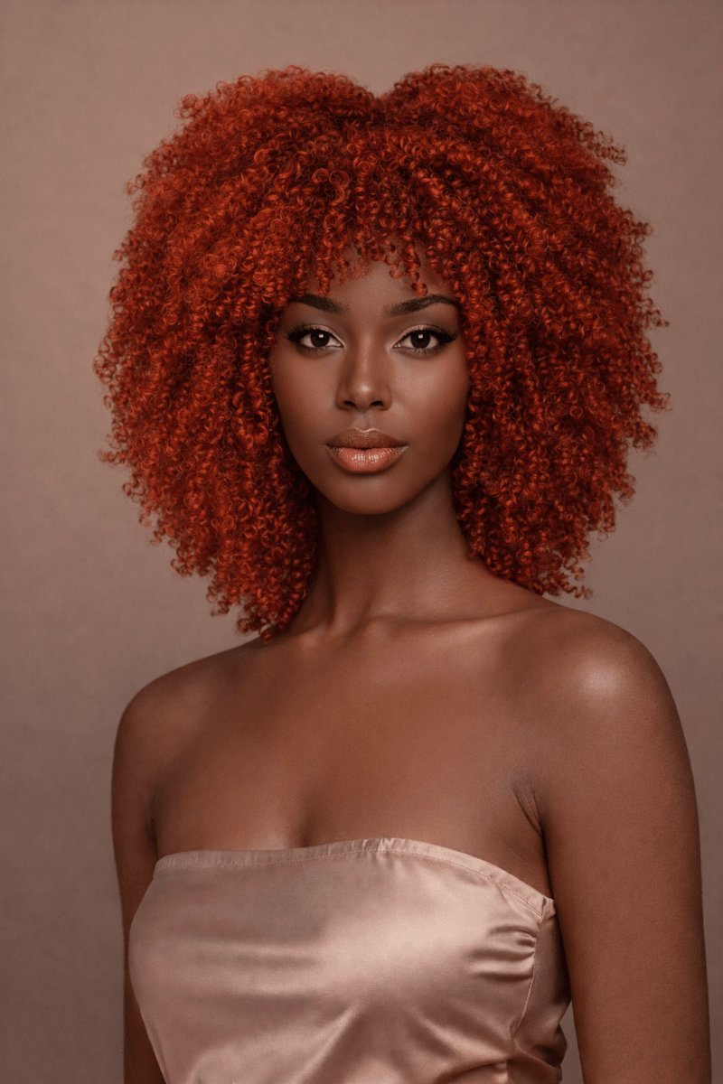 JAYDA - Red - Afro Curl Wig | Red, 14 Inch, Fringe, Synthetic Hair | Milk &amp; Honey Wigs