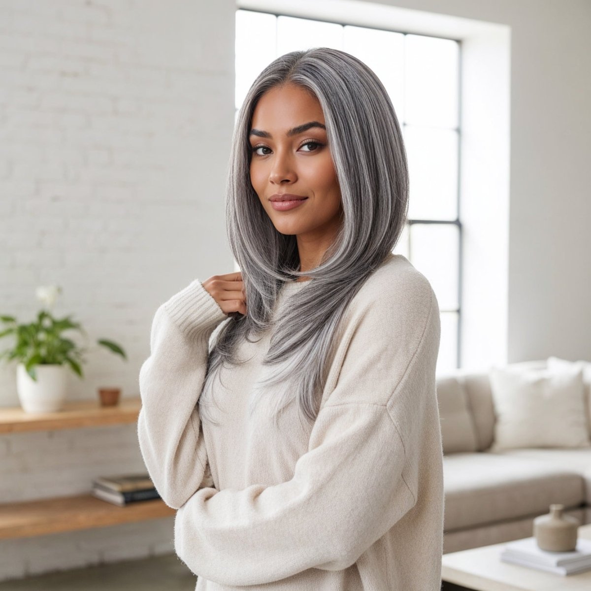 JEAN Ash Grey ( Salt &amp; Pepper ) 13X6 Lace Front Wig | Milk &amp; Honey Wigs